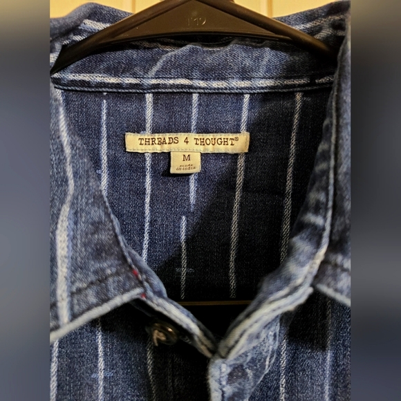 Threads 4 Thought Striped Jeans Style Button Up for Men, M - Picture 4 of 4